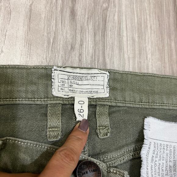 Current/Elliott The Fling Slim Boyfriend Green Jeans Size 26 - Picture 10 of 12